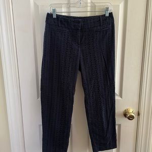 Loft Julie Patterned Crop Pant in Navy with Design
